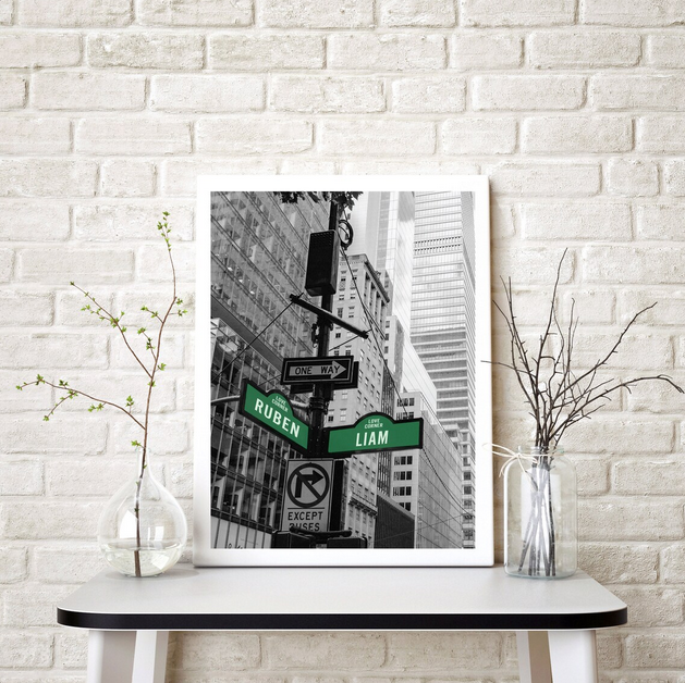 Intersection of Love Personalized Street Sign on Canvas