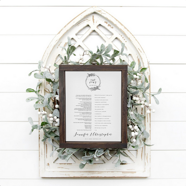 Wedding Vows Wreath, Names, Date, Location