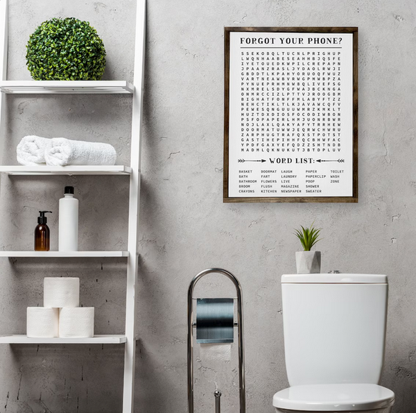 Bathroom Word Search Canvas Print