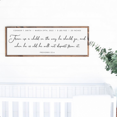 Custom Baby Stats With Bible Verse Wall Signs