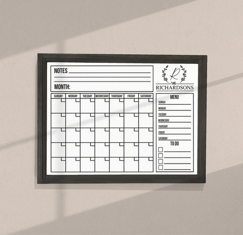 Whiteboard Calendar FRAMED