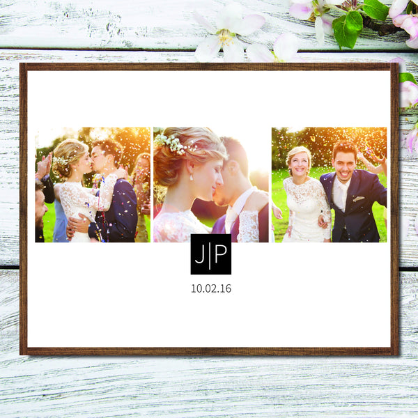 Wedding Photo Collage Print on Canvas Framed, Multiple Sizes and Stain Options available, Wedding Gift, Anniversary Gift