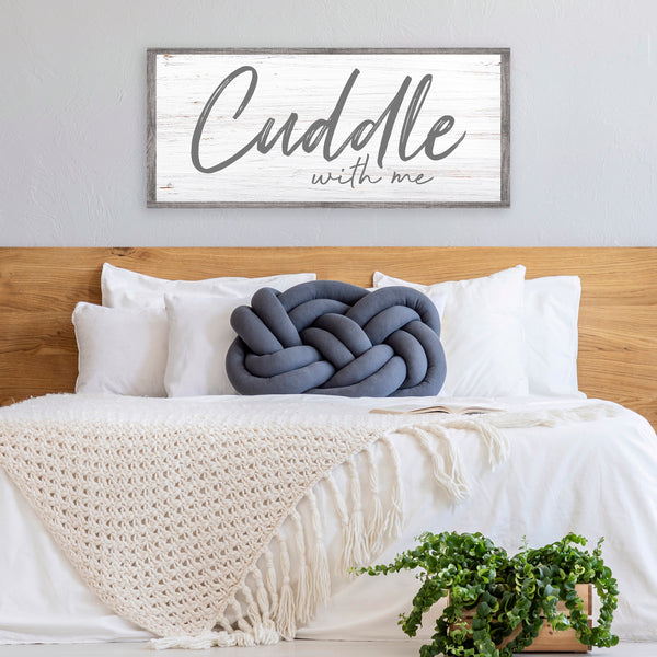 Cuddle With Me, Whitewashed Wood Print on Canvas, Custom Home Wall Decor, Farmhouse Decor, Couples Gift Ideas, Gifts for Her